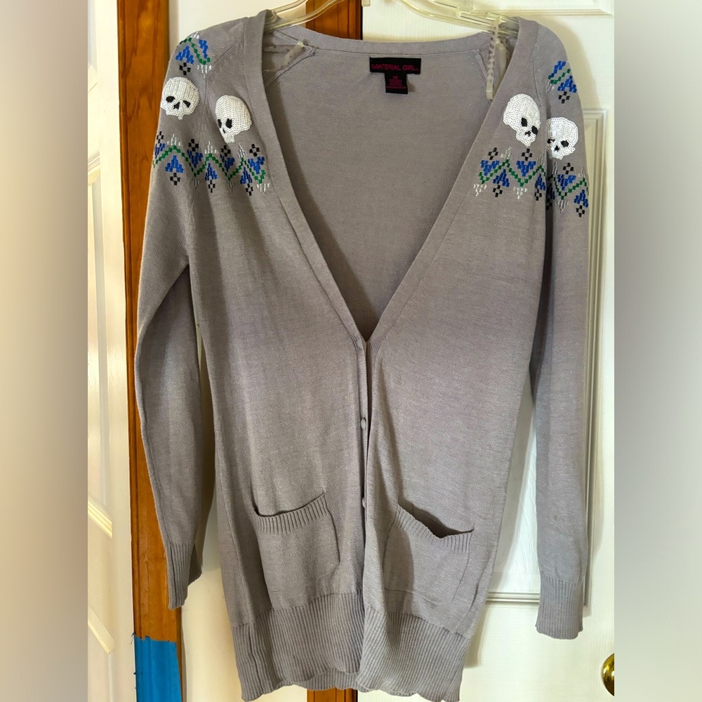 Embroidered Skull Sweater Jacket